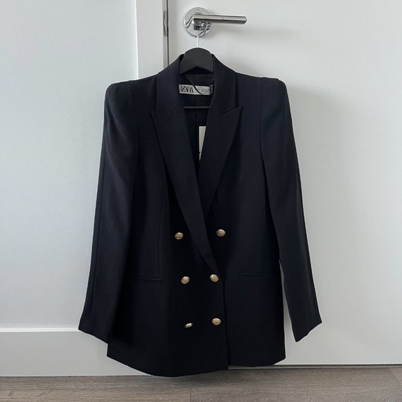 NWT Zara Shoulder Pad Double Breasted Blazer - Picture 4 of 11